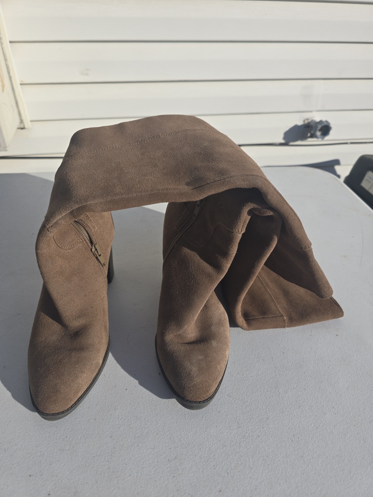 Nine West Brown Suede Slouch Ankle Boots Block Heel Women’s Size 5.5M