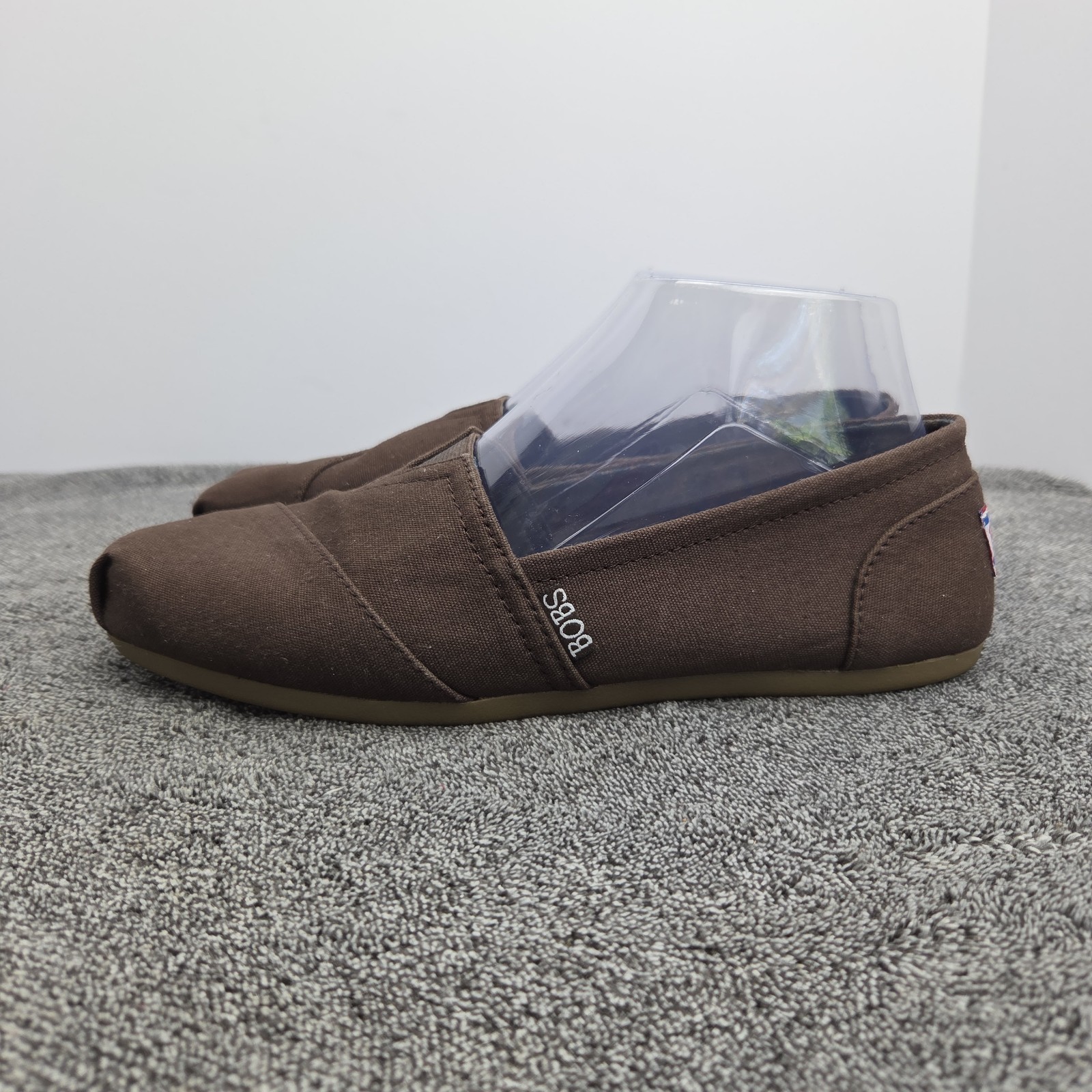 BOBS by Skechers Womens 8.5W Slip On Flats Brown Memory Foam Comfort Shoes