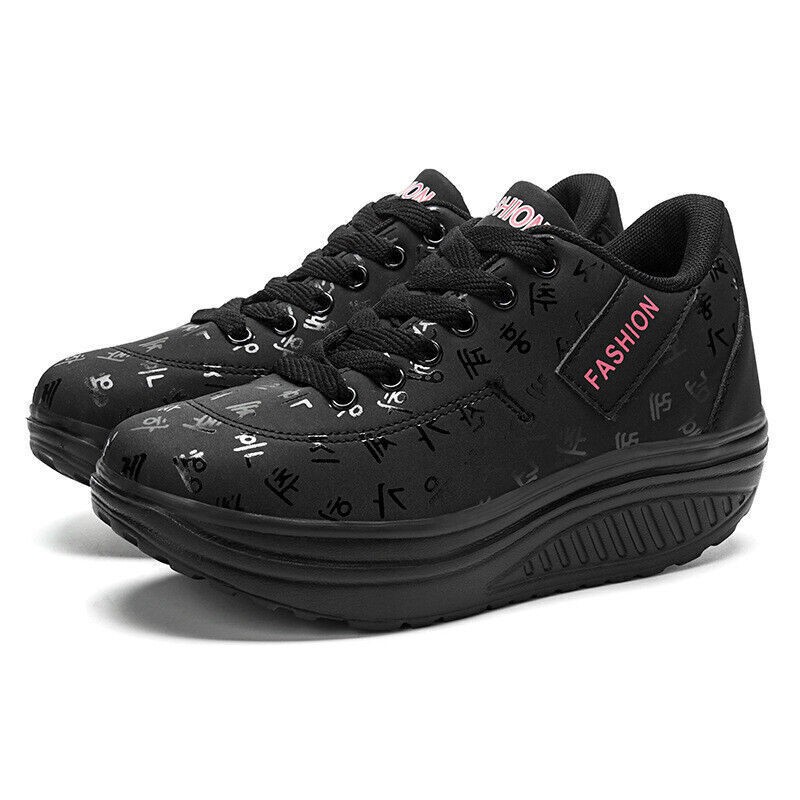 Womens Rocker Shoes Lace Up Slip On Wedges Tennis High Platform Casual Sneakers