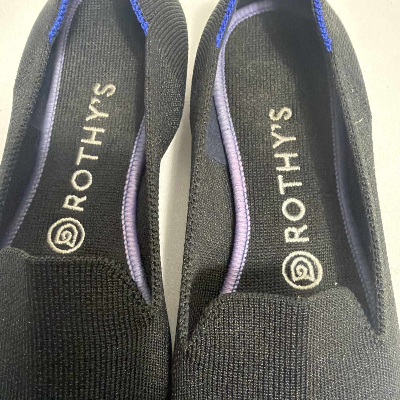 Rothy’s The Loafer Black Solid Knit Fabric Slip On Flats Round Toe Women’s 7.5