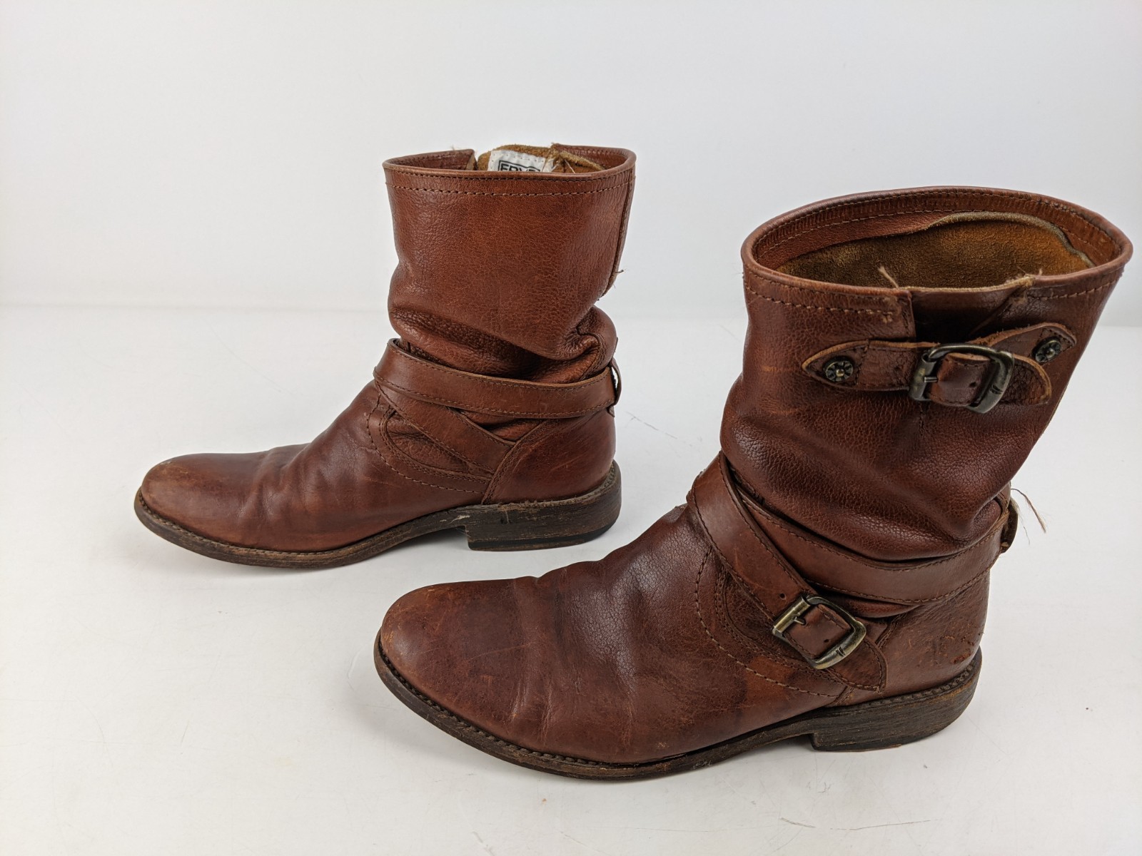 frye jaden cross engineer harness boots womens size 5 cognac brown leather