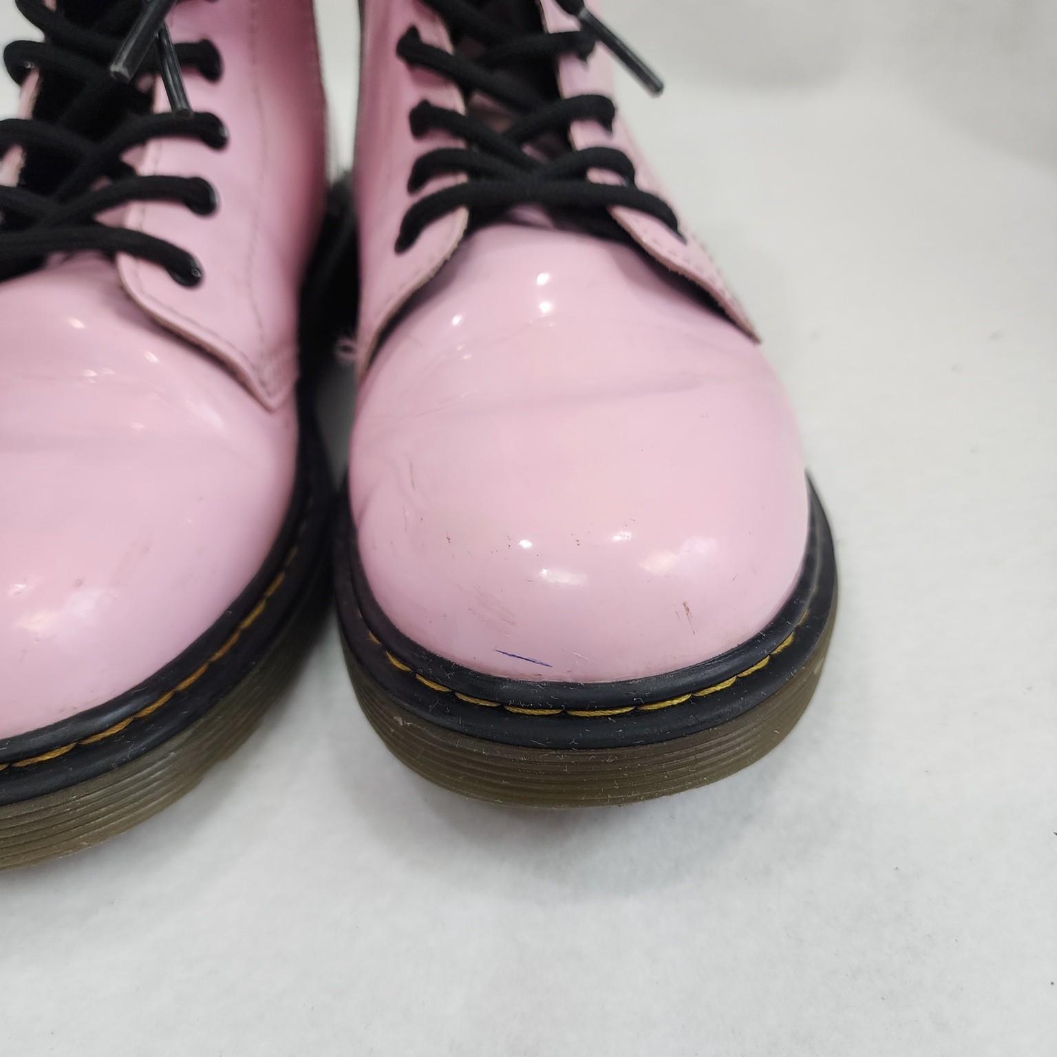 Dr. Martens 1460 Unisex M4/W5 Boots Pink Patent Leather Side Zip Combat Boots