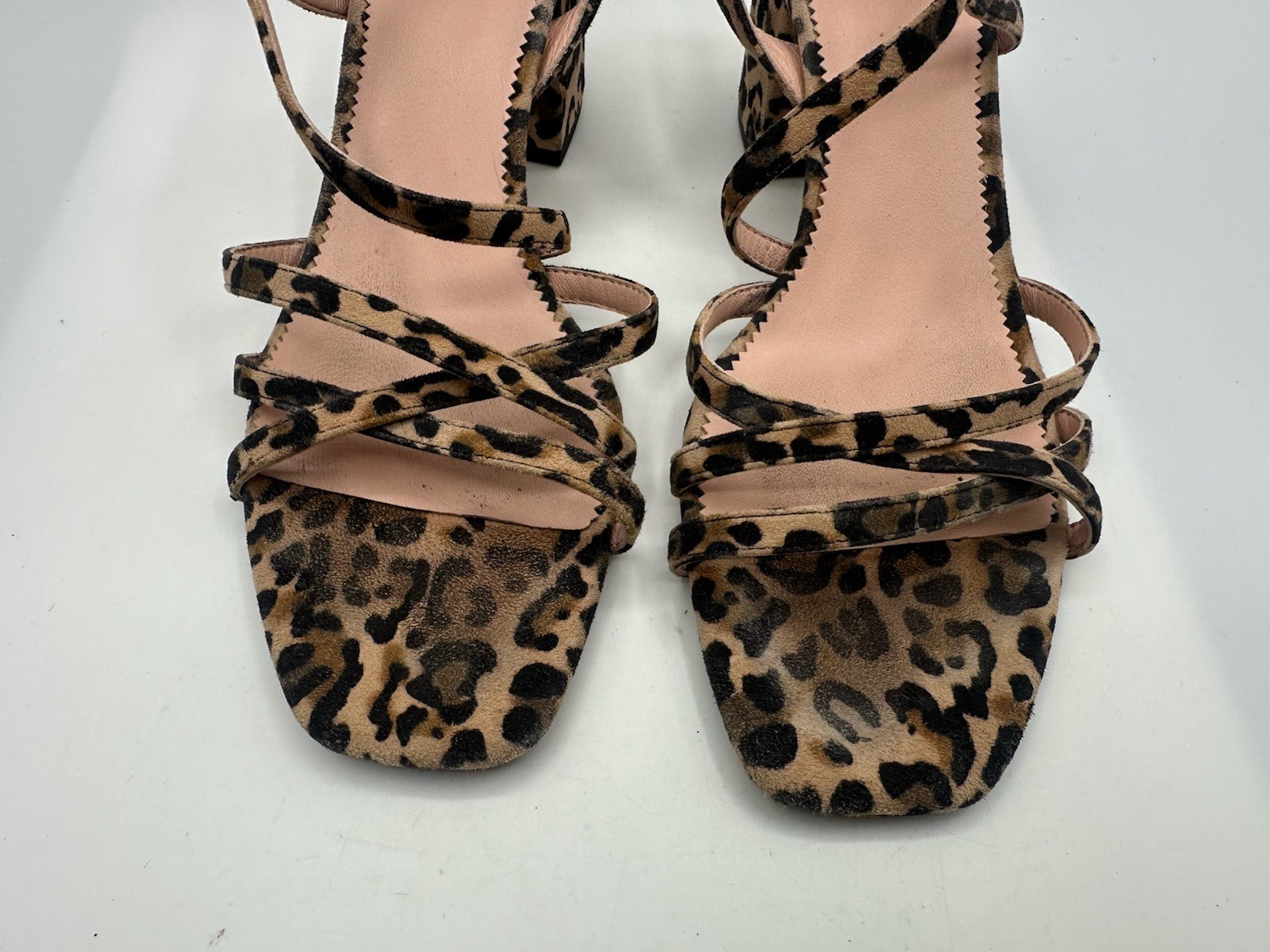 J. Crew Odette Block Heel Sandal Leopard Print Strappy Women Size 8.5
