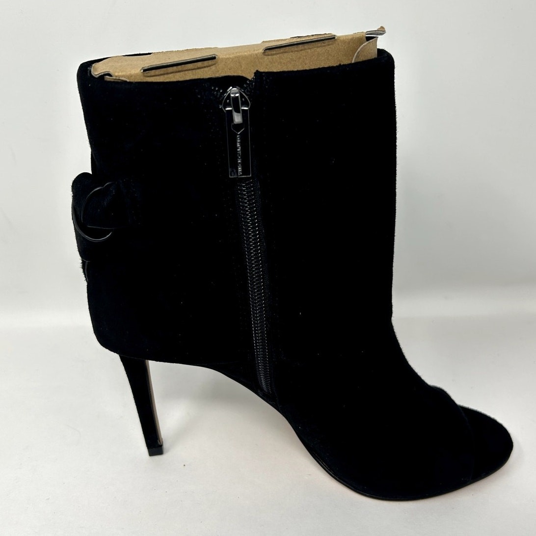 Vince Camuto Womens Camesha Suede Peep Toe Booties Shoes Black 7.5 Medium (B,M)
