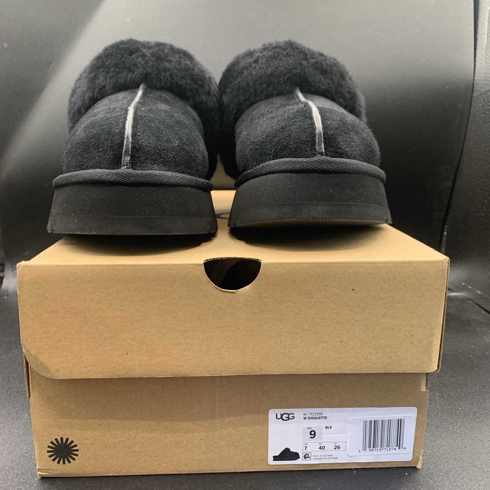 PICK SIZE – UGG Women’s Black Disquette Suede Platform Slippers