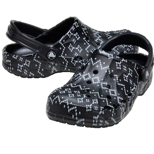 Crocs Baya Holiday Graphic Clog Unisex in Black size W8 M6 NWT