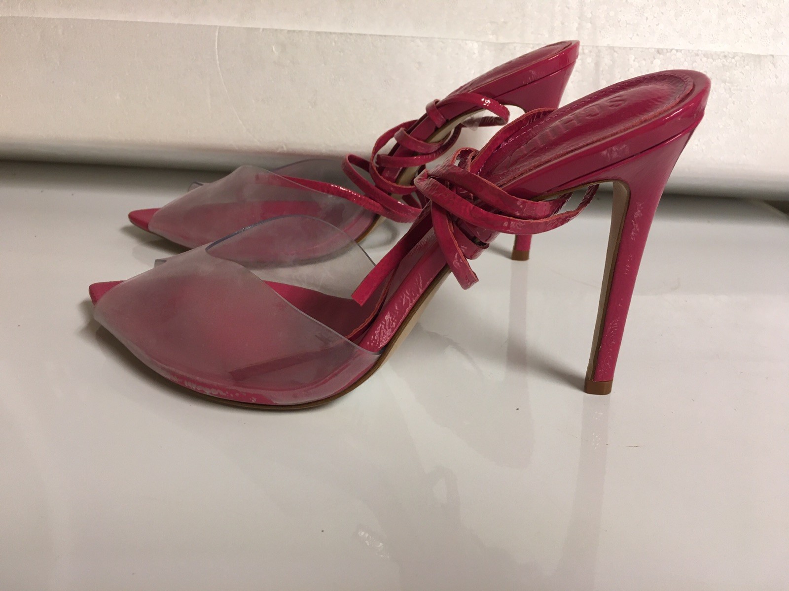 Schutz Stiletto Strap Transparent sandals 10 Pink