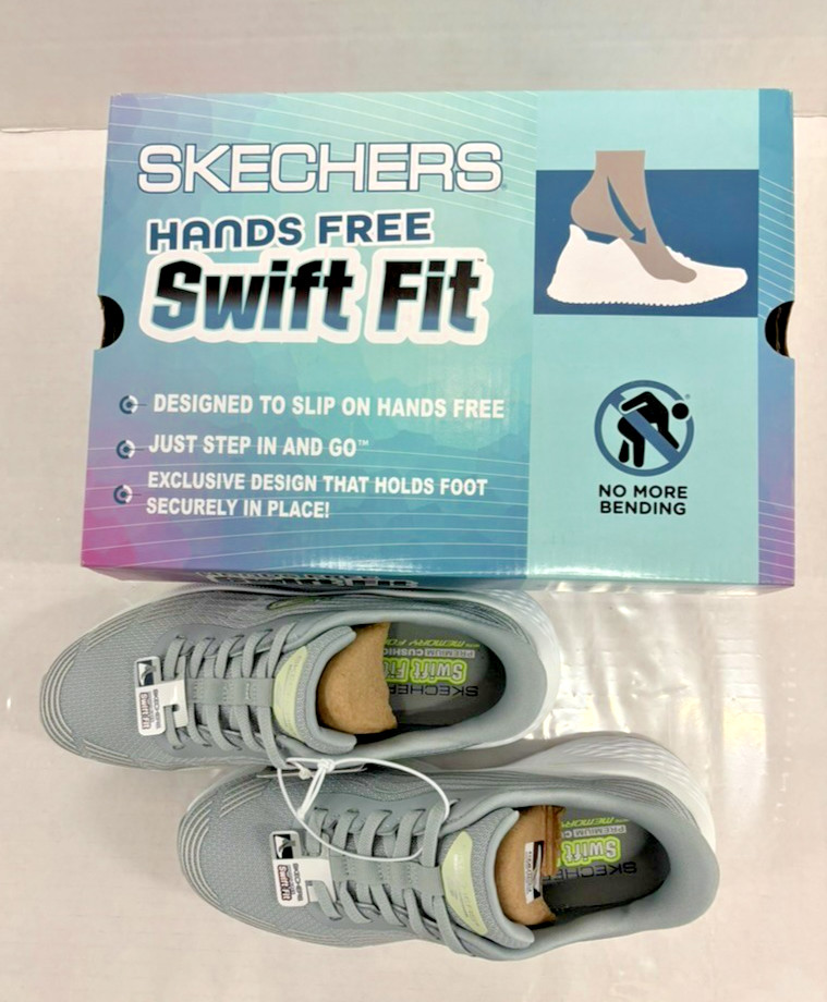 Skechers Hands Free Swift Fit Women’s Lace-Up Sneakers Gray Size 7 New