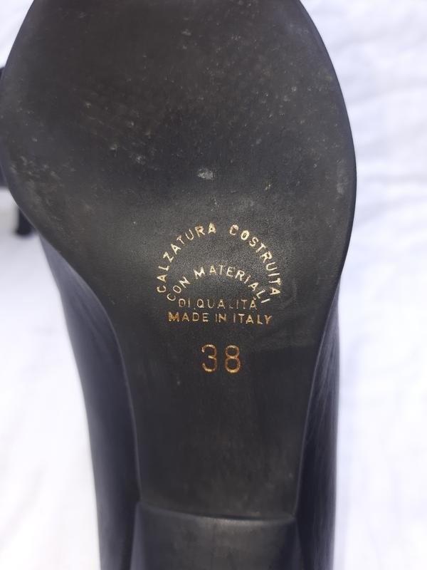 Women navy boot heels black leather 38 #B9OC