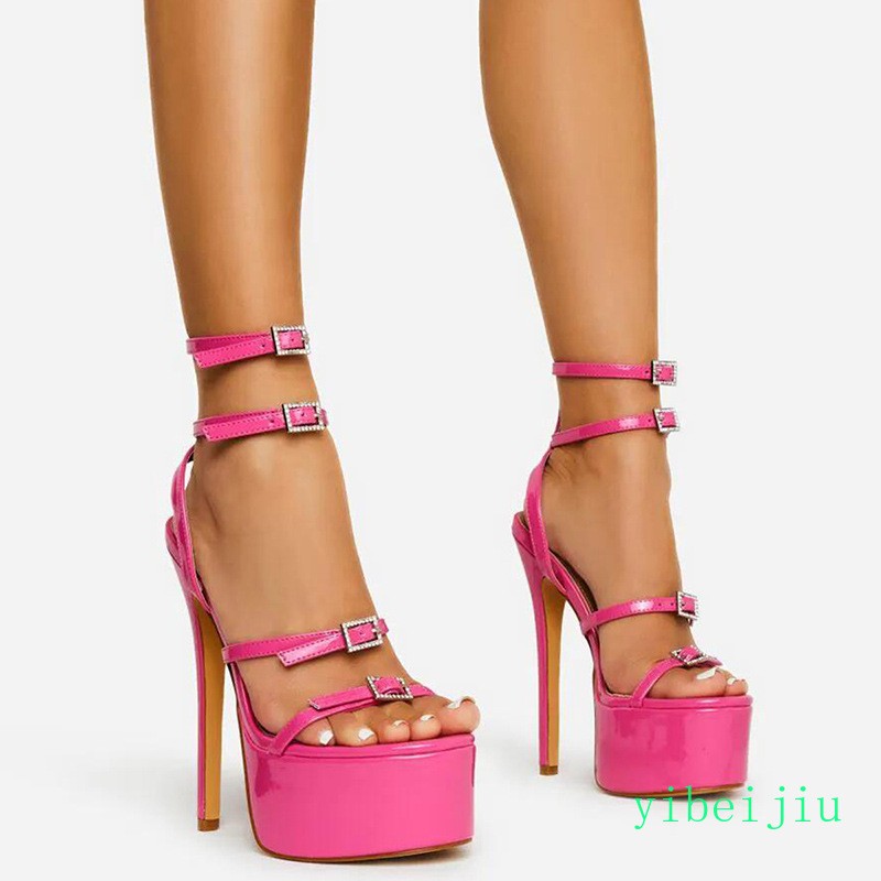 Women’s High Heel Dance Party Ankle Strap Sandals Evening Platform Shoes Buckles