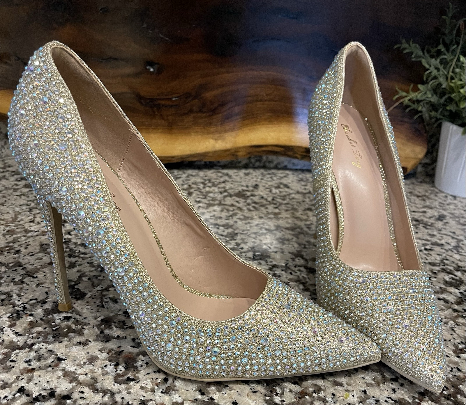 Elisabet Tang Women’s Size 9.5 Champagne Sparkle Rhinestone Covered Heels