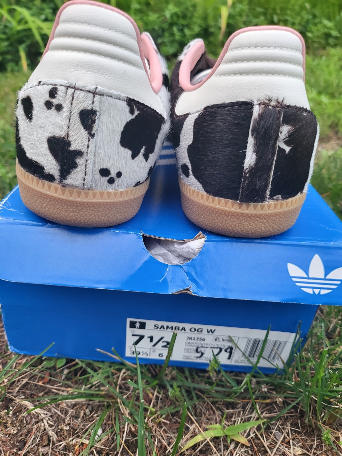 adidas Samba OG Women’s Cow Print Fur Low Top Lace-Up Sneakers JR1256