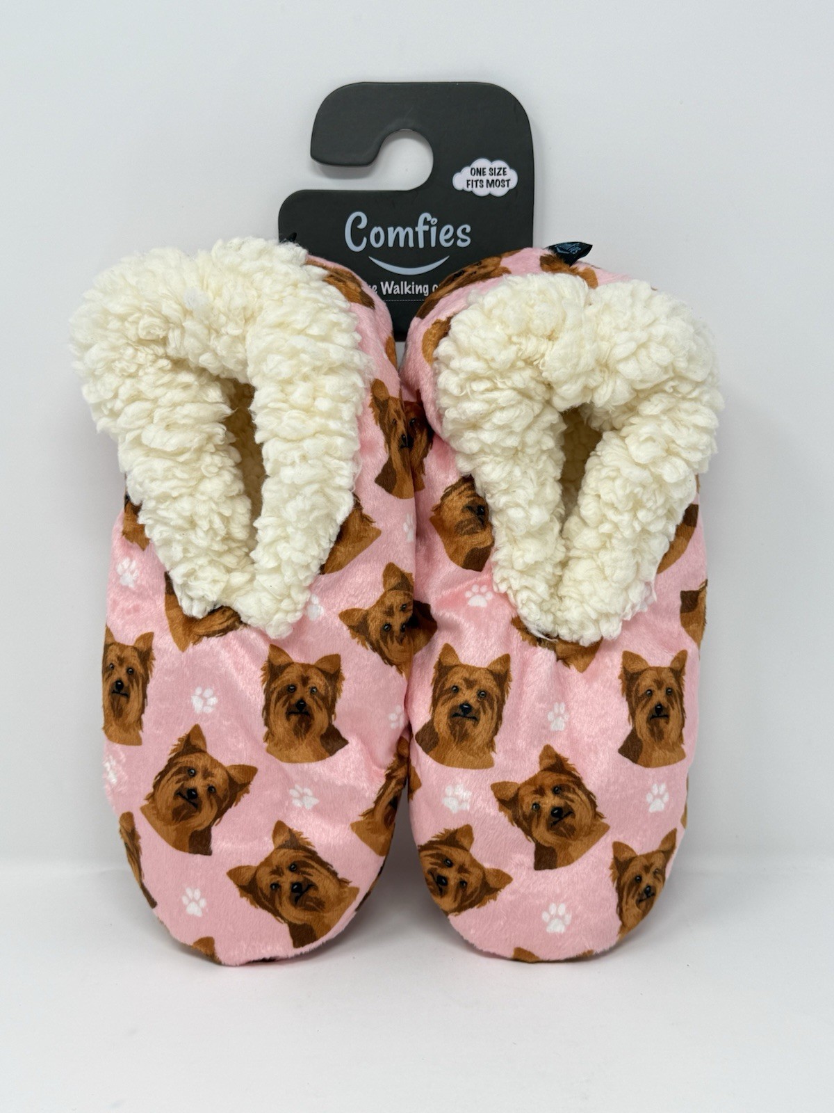 Comfies Womens Yorkie Dog Slippers Sherpa Lined Booties Brand New With Tags!