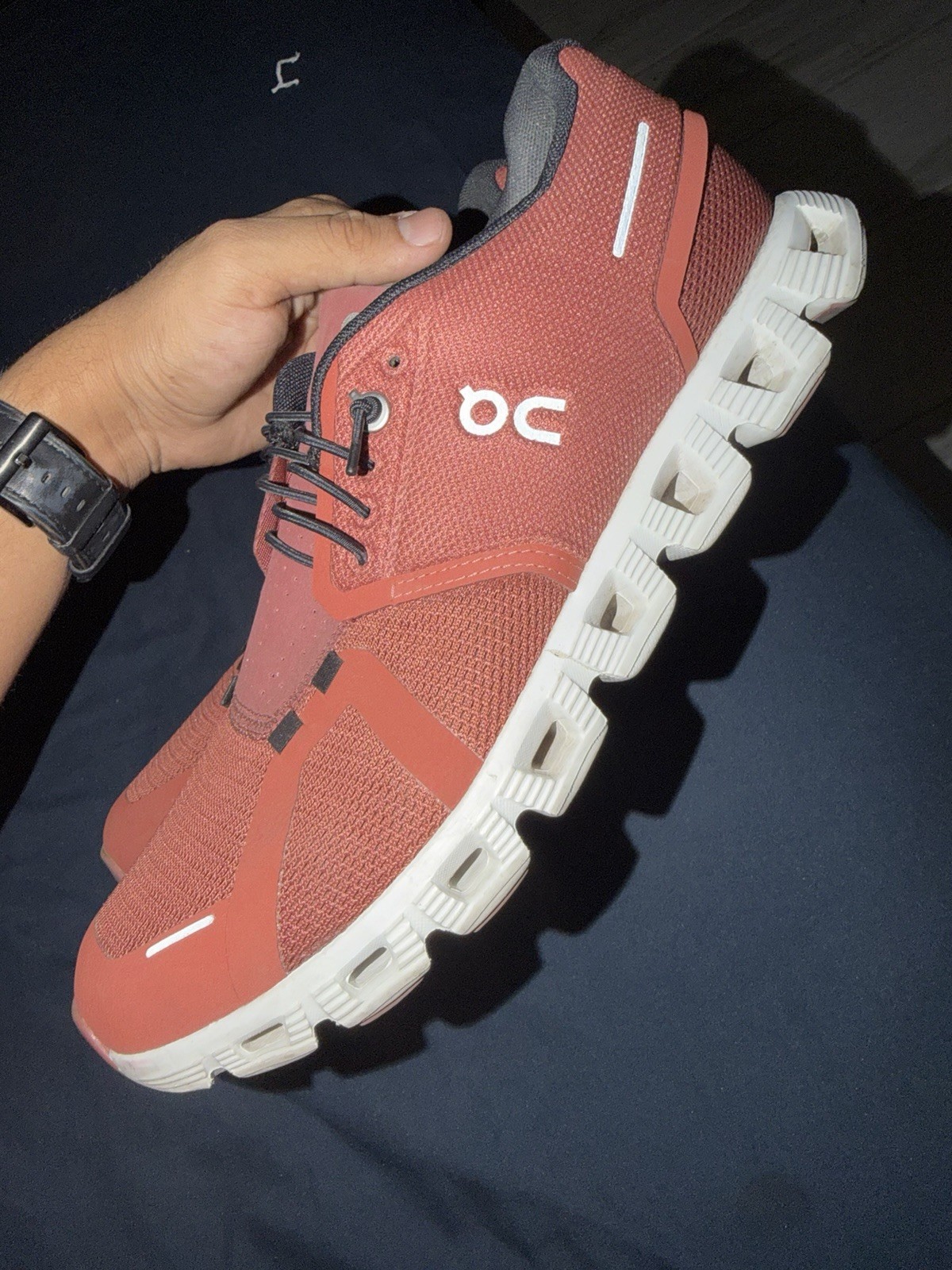 On Men’s Low Top Lace Up Athletic Sneakers Brown/White Mesh Upper