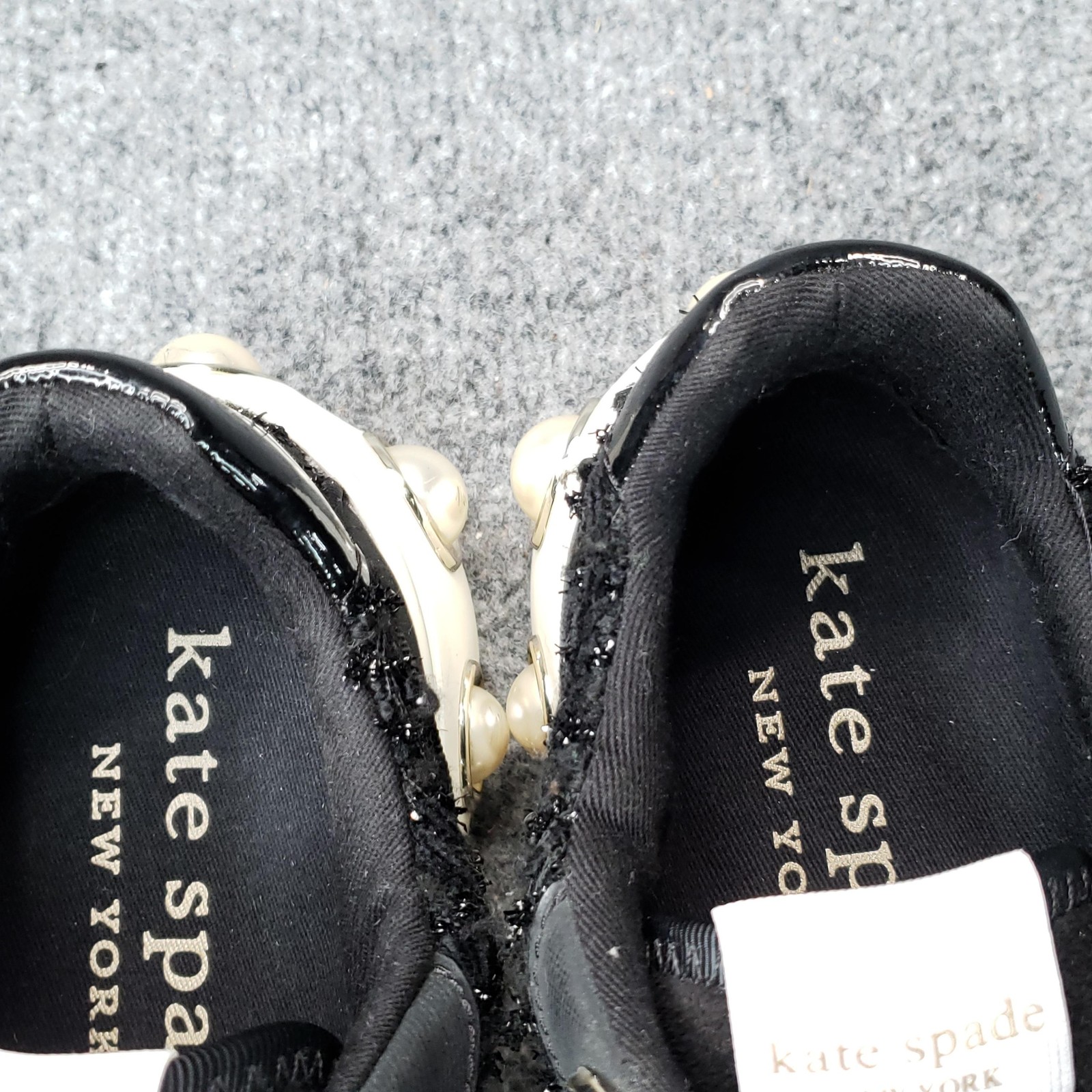 Kate Spade New York Cayman Shoes Womens Size 6 Black Sneaker Pearl Studded