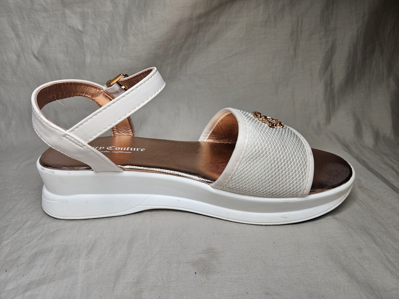 Juicy Couture Sandals Womens 10 White Rose Gold Tennis Club Lightweight Chunky