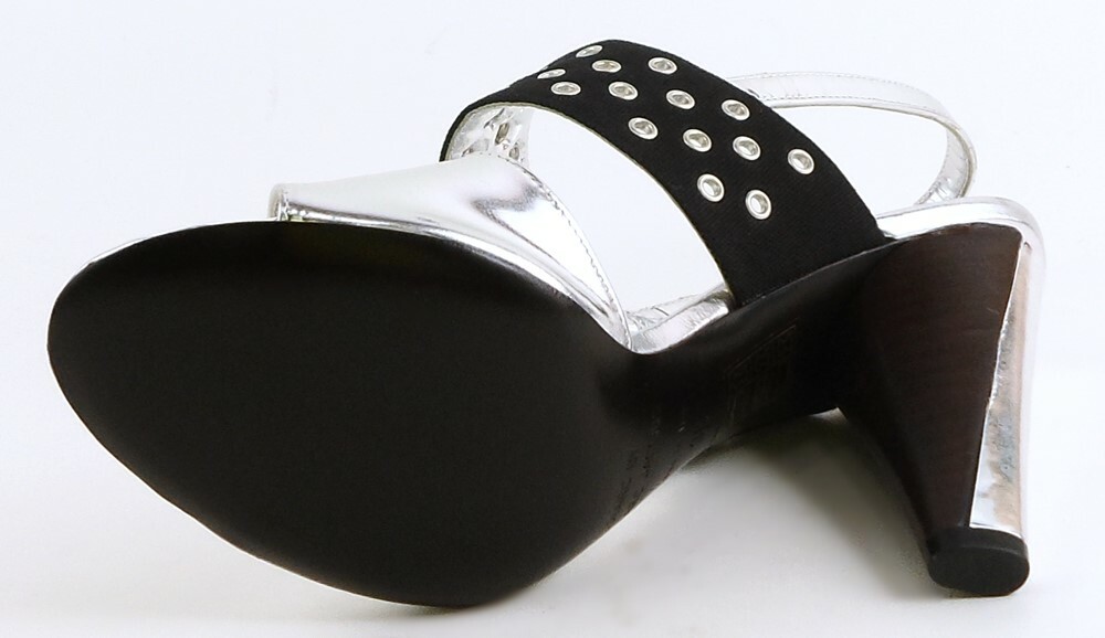 $480 MARC JACOBS 693974 Silver Metallic Black Designer Fashion Sandals 6 EUR 36