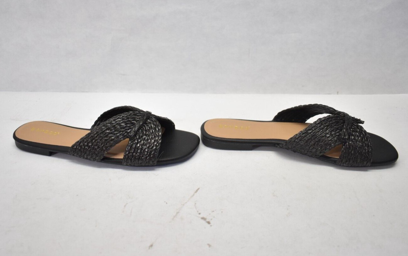Bamboo Eclipse Black Woven Womens Sandals Slip On Open Toe Shoes Size 7-1/2