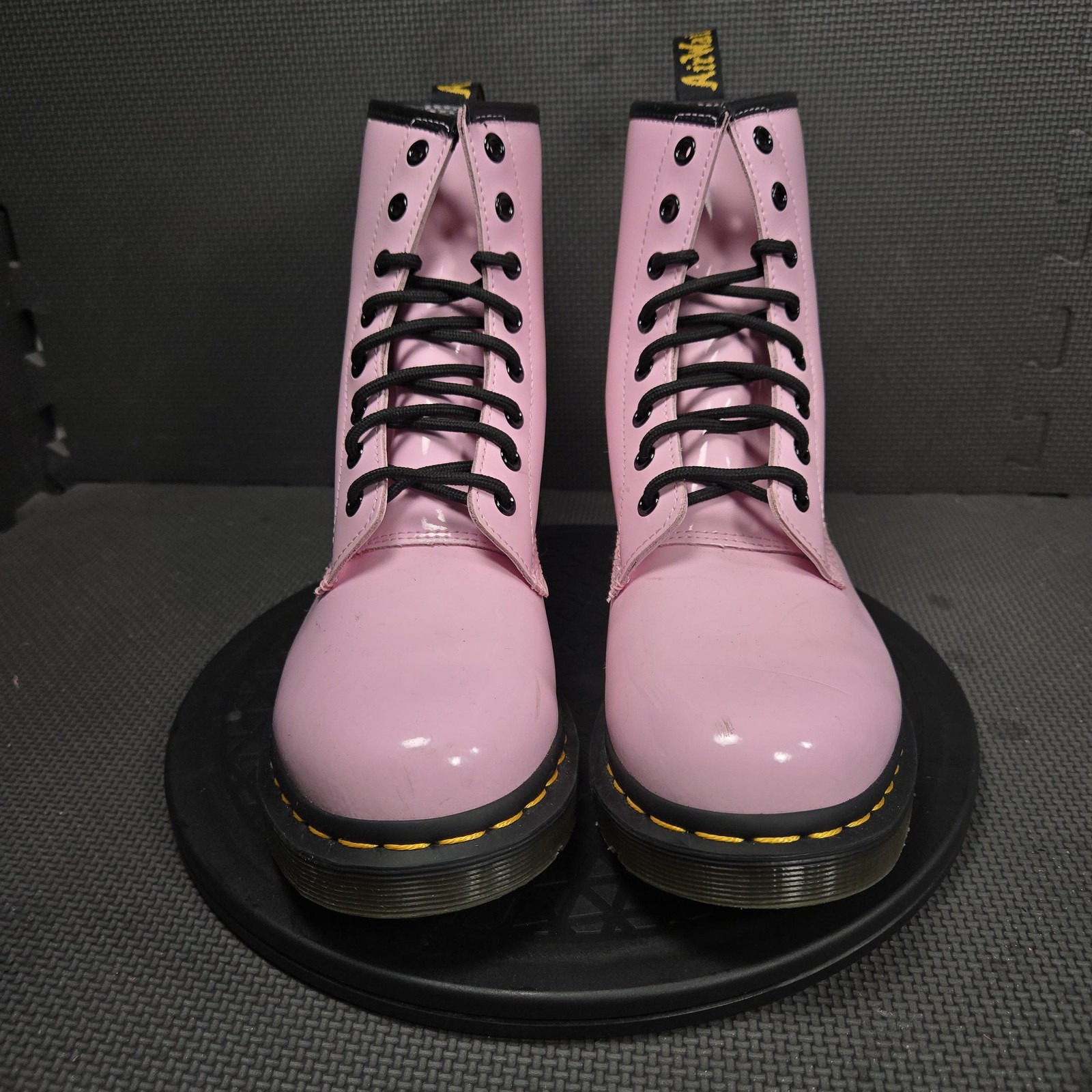 Dr Martens 1460 Boots Womens Size 9 Pink Patent Leather Lace Up Ankle Combat