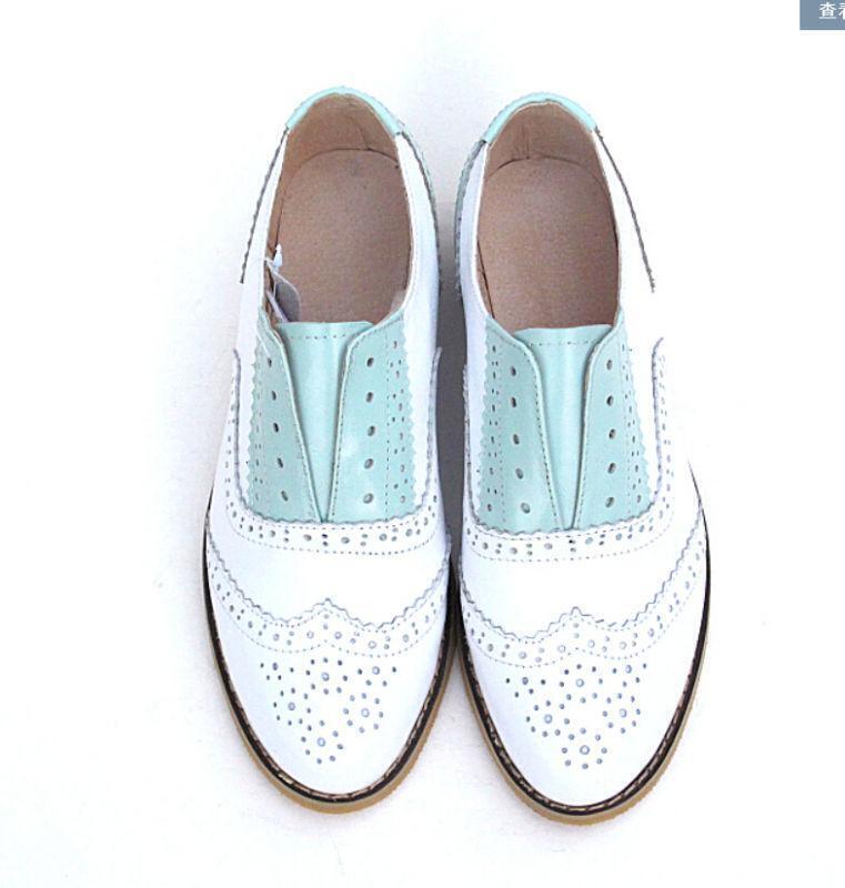 New Women Brogue Carved Lace Up Shoes Oxfords Round Toe Hollow Out Colorful R246