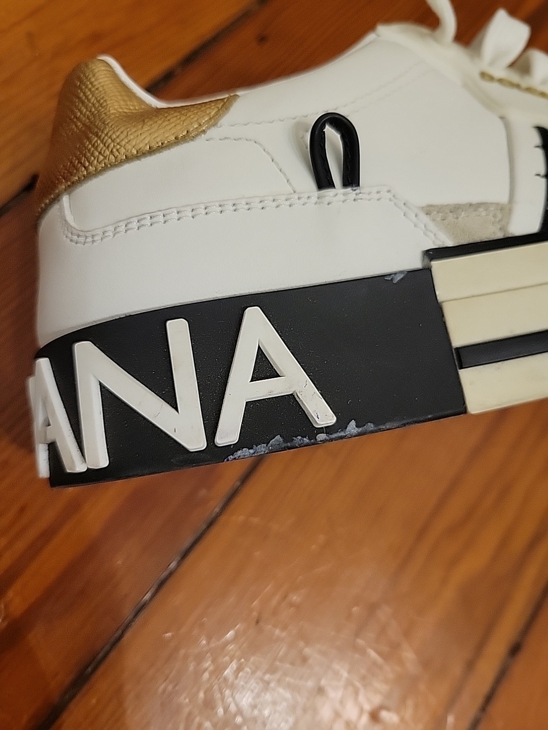 Dolce Gabbana Custom 2.zero Low Top White Gold Street Style Luxury Sneaker 38.5