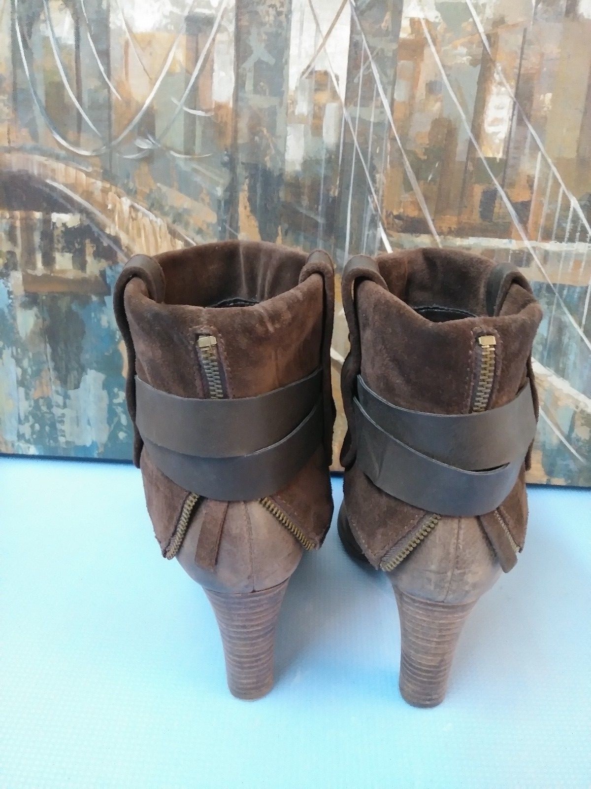 NINE WEST WOMEN’S MID CALF BROWN LEATHER US SIZE 9.5 MEDIUM (B, M)