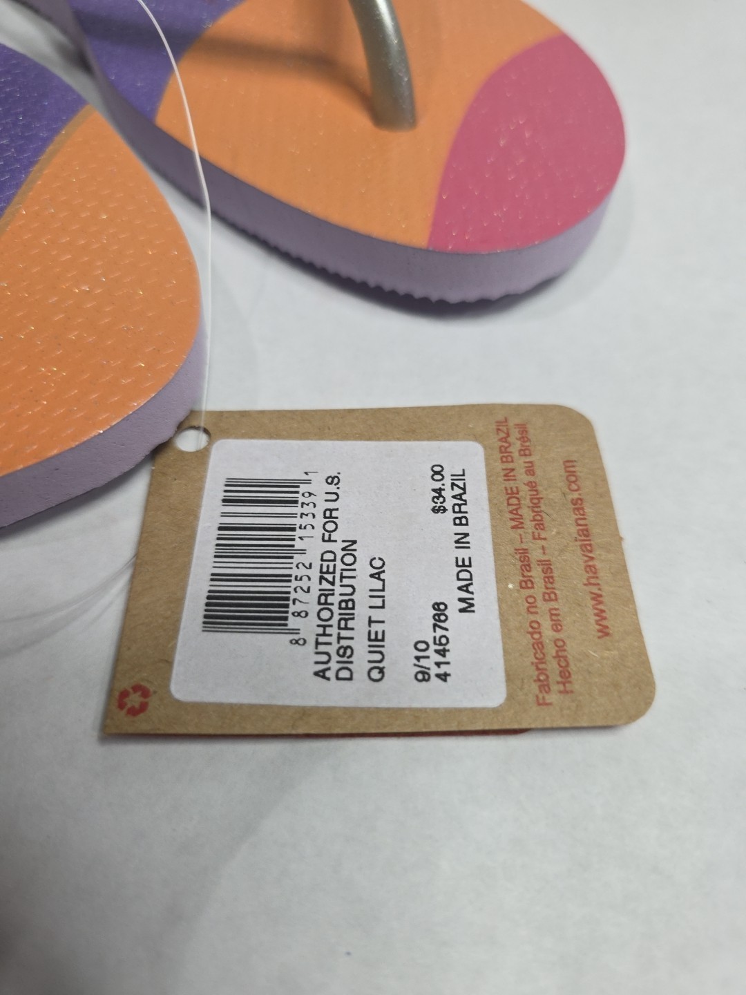 Havaianas Women’s Slim Palette Glow Flip Flop Sandals Quiet Lilac W 9/10 New