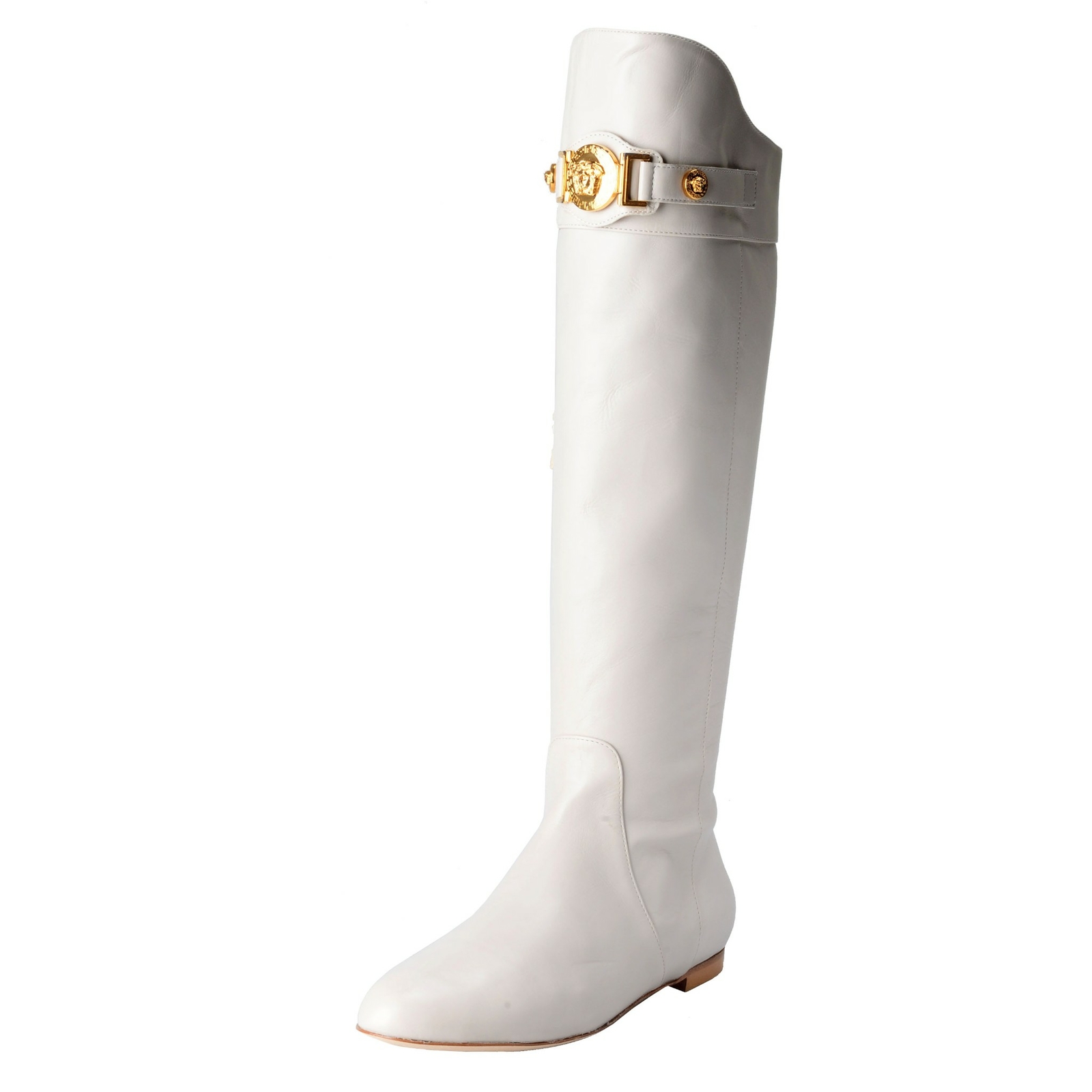 Versace Women’s Leather Off White Boots Shoes Size 4.5 5.5 6 6.5 7 7.5 8.5 9 9.5