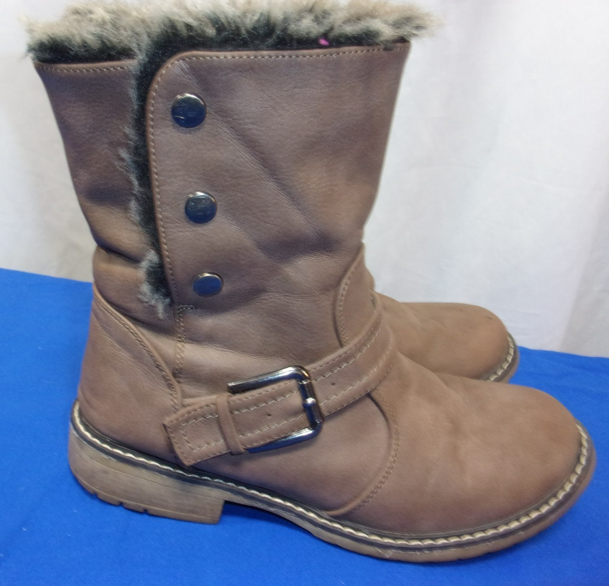 DESIGNER PATRIZIA by SPRING STEP FAUX FUR LINED WARM WINTER BROWN BOOTS SIZE 7.5