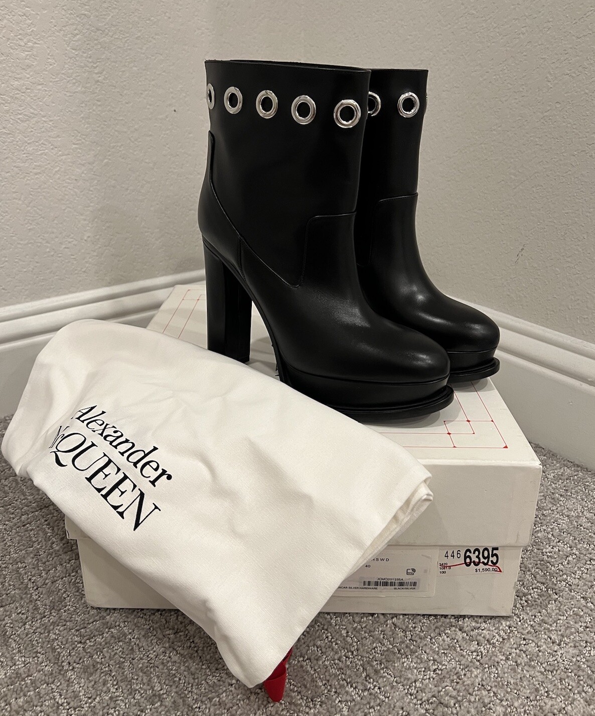 Alexander McQueen Eyelet Detailed Platform Boots Size EUR 38
