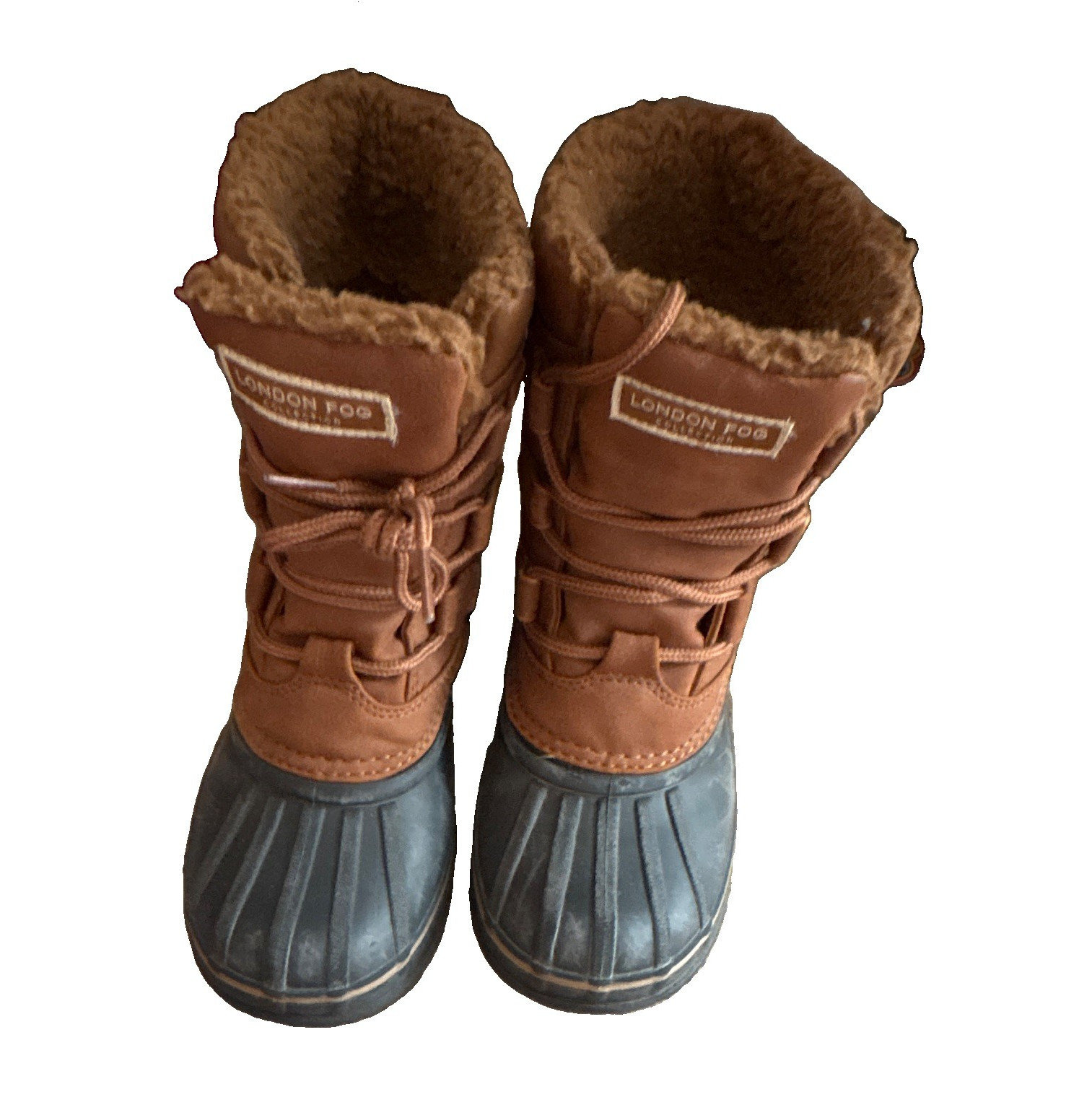 London Fog Cheshire Women’s Faux Fur Lined Lace-Up Duck Snow Boots Brown/Black 2