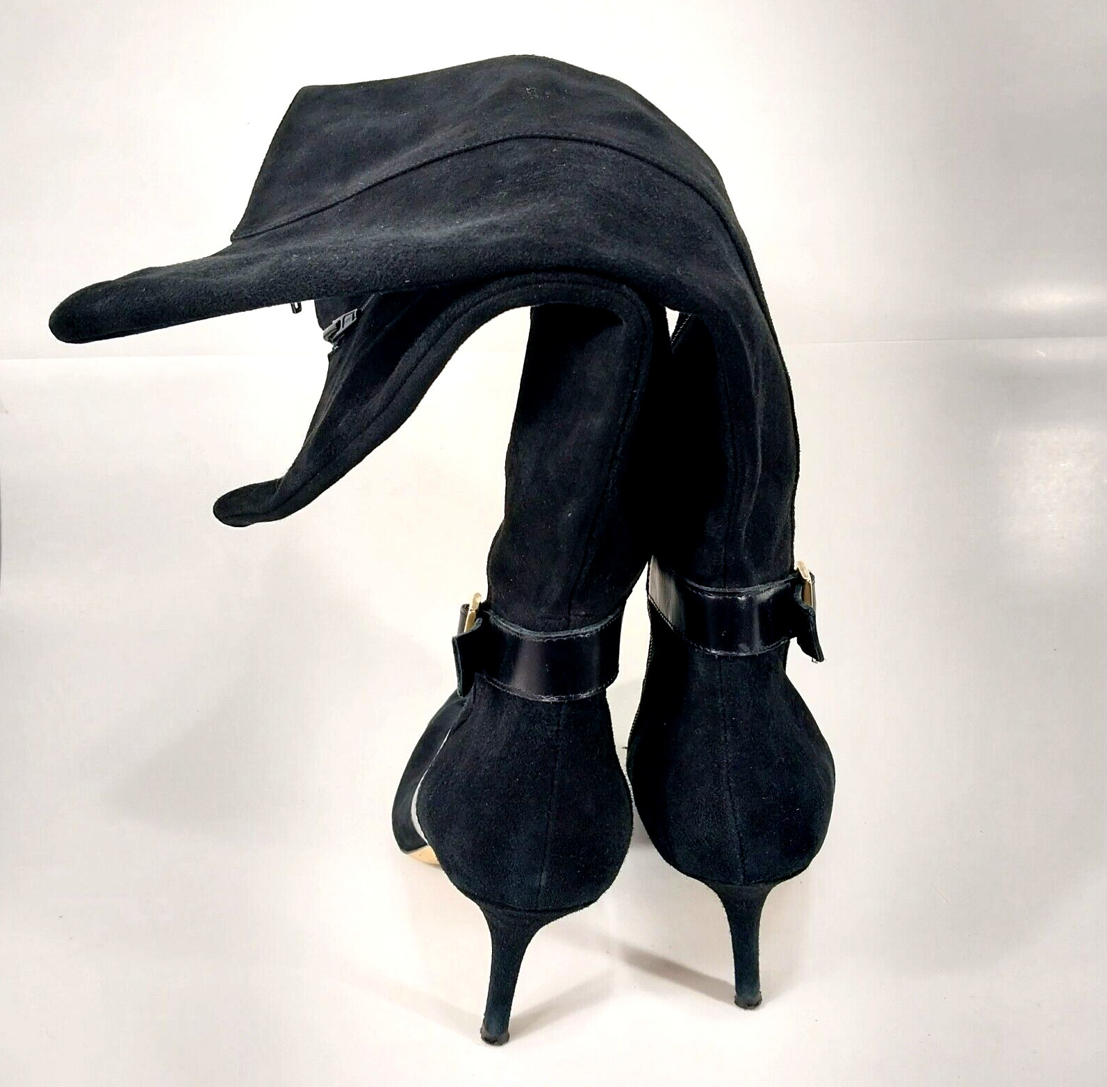SAKS Fifth Avenue Boots Womens 9.5 Black Suede Medium 3″ Heel Stiletto Designer