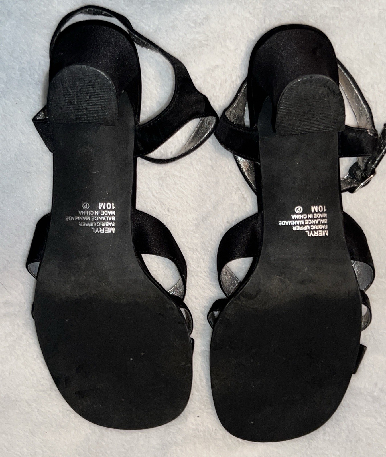 MUDD Womens 10M Black Satin Block 2.5”Heel Ankle Strap Bow Dressy Open Toe Y2K