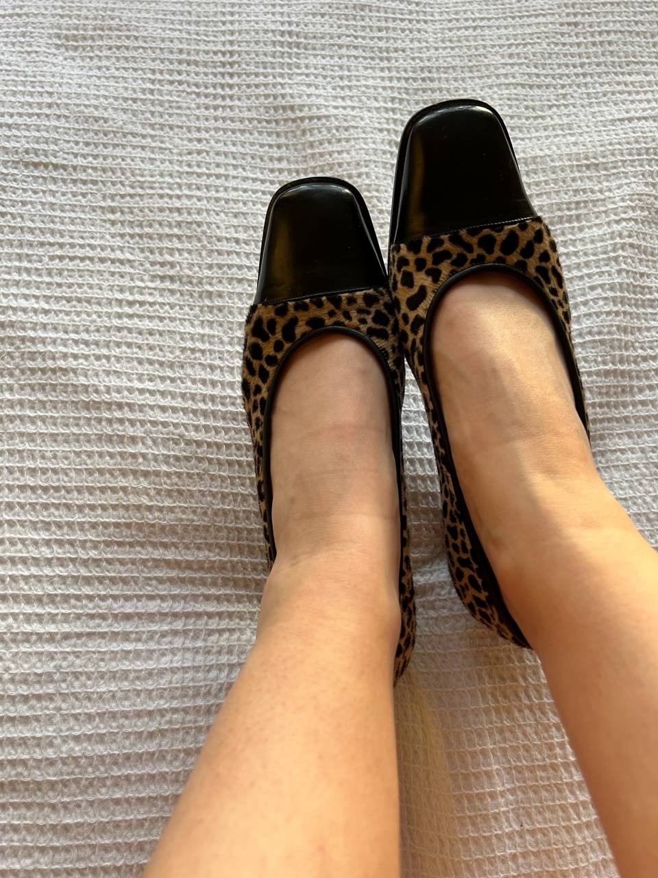 Vintage Valbrenta Leopard Pony Hair Pumps Made in Italy Block Heel EU36.5 US5.5