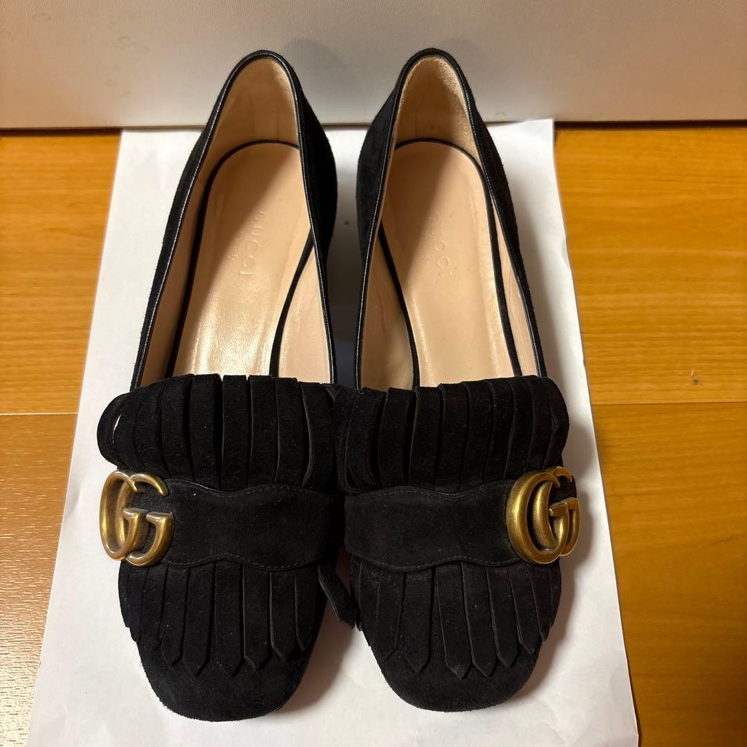 Gucci Loafers GG Marmont Suede Black Women’s Size EU35/US5