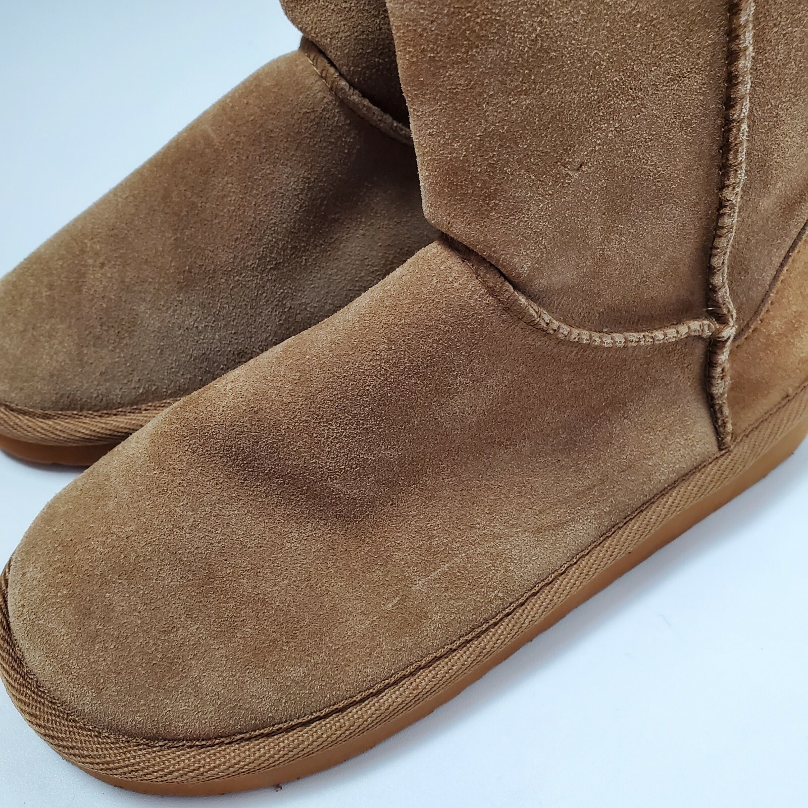 NINE WEST Women’s Suede Leather Upper Boots Fox Fur Hickory/Light Brown Size 6