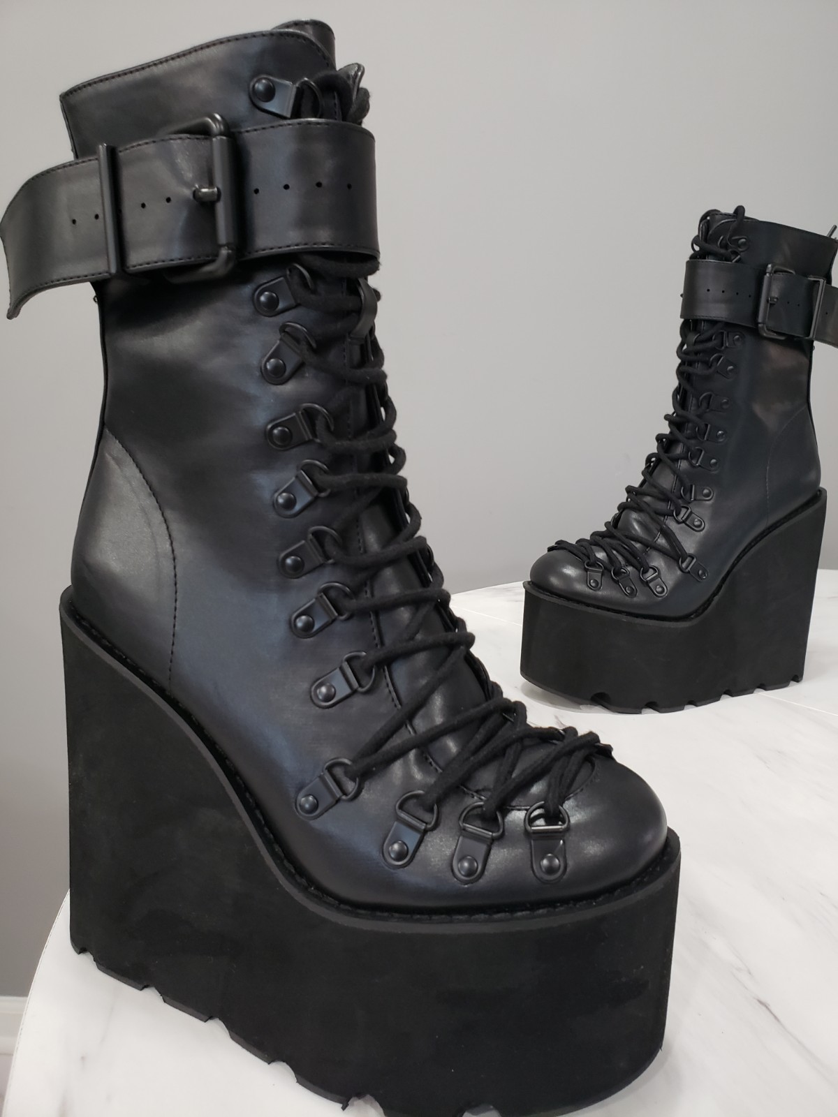 Current Mood by Dolls Kill Black Traitor Boots Size 7 gothic cybergoth rave