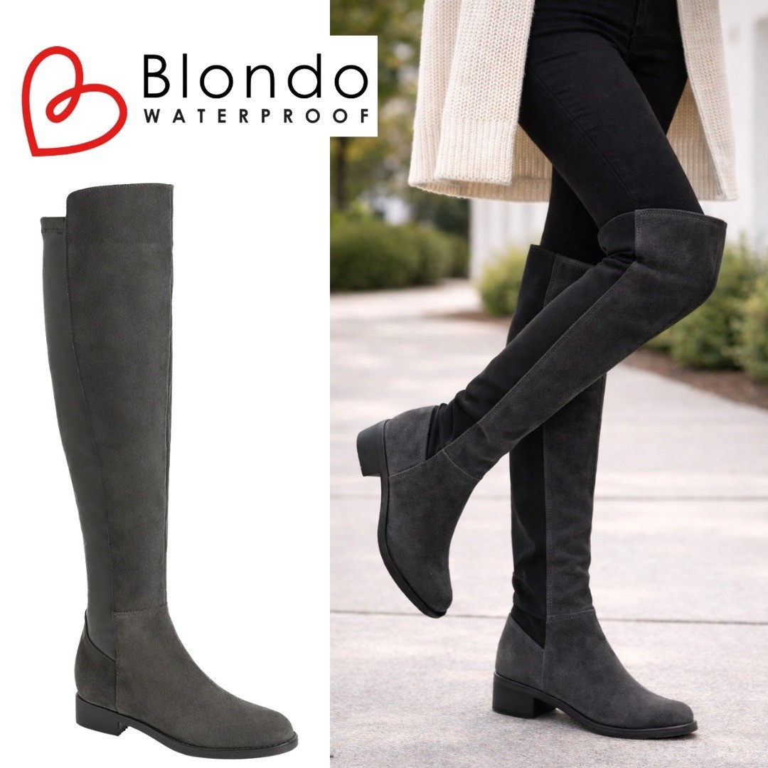 Blondo, Sierra Grey Suede Waterproof Tall Over the Knee Boots 9.5M B5884-615