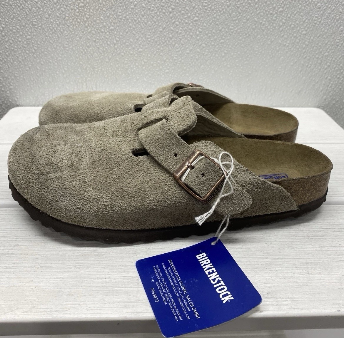 Birkenstock Women’s Taupe Suede Clog Sandals Soft Footbed Buckle EU 37