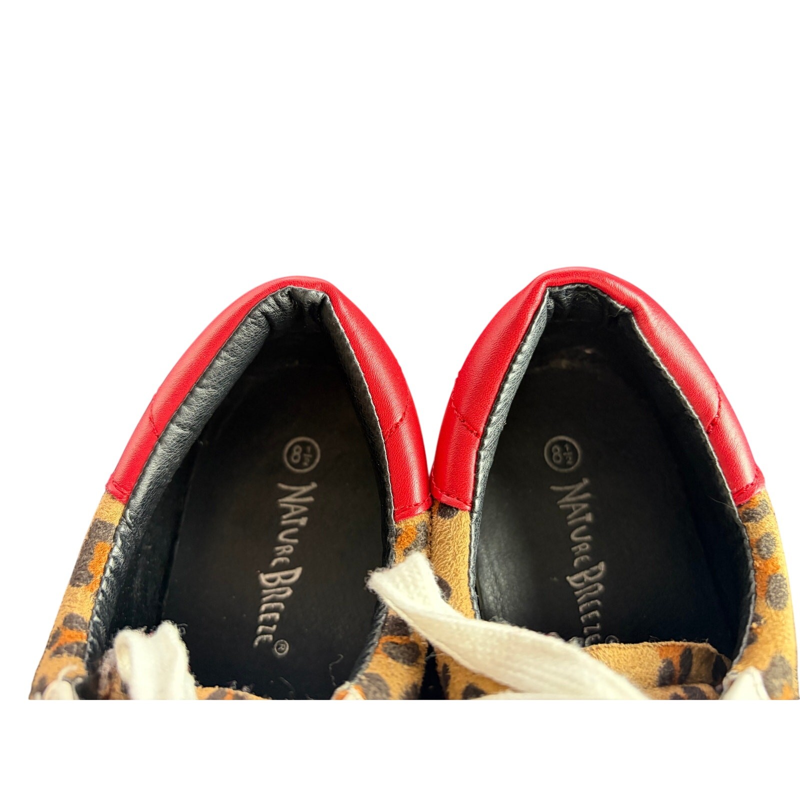 Natrure Breeze Leopard Star Sneakers Red Heel Lace up Casual Street Style 8.5