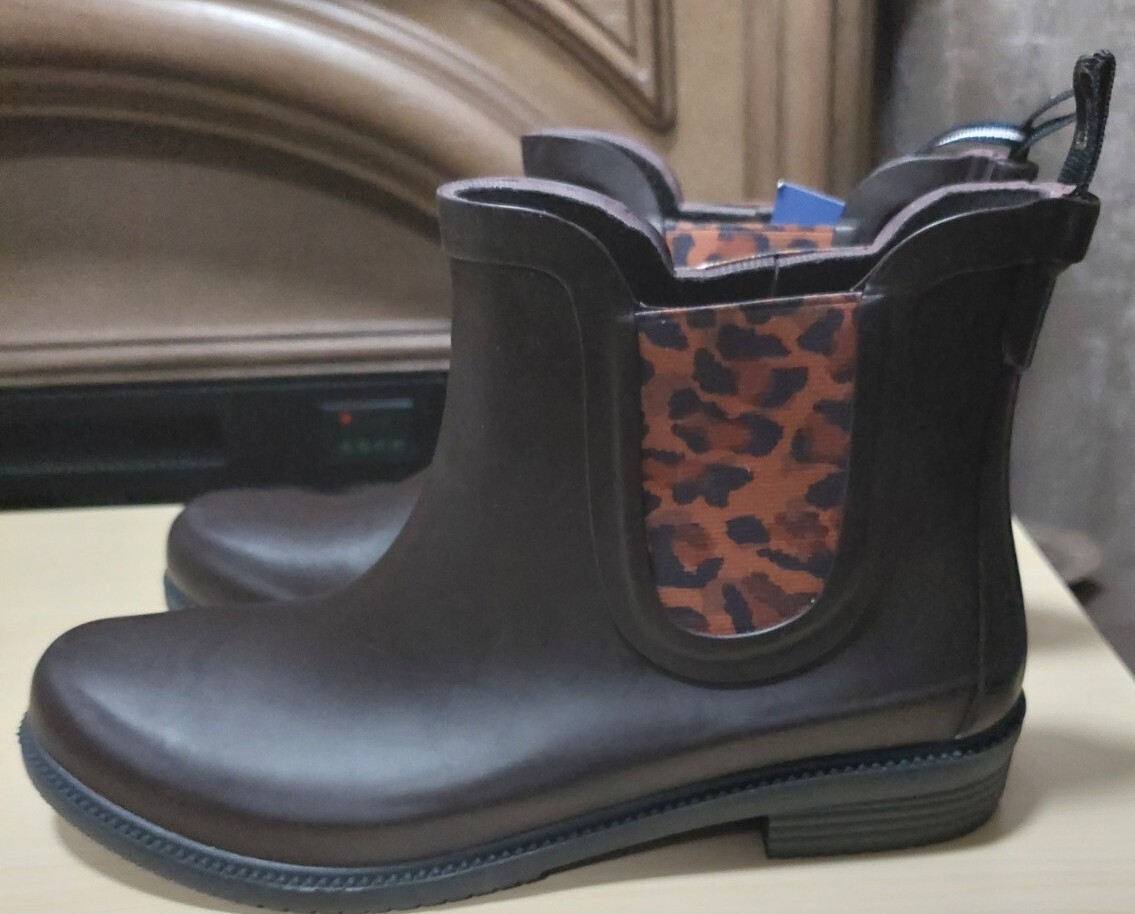 Women’s Joules, Rutland Rain Boot RUTLAND-DKBROWN Brown Synthetic-And-Fabric