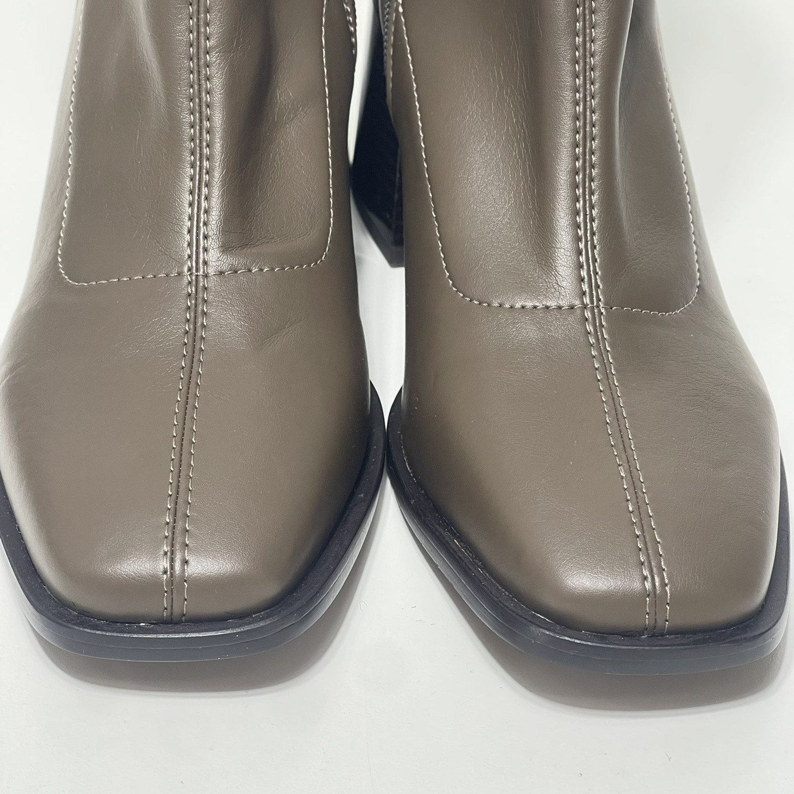 NWOB Sam Edelman Taupe Wells Calf High Boot Square Toe 3″ Block Heel Zip Sz 7.5