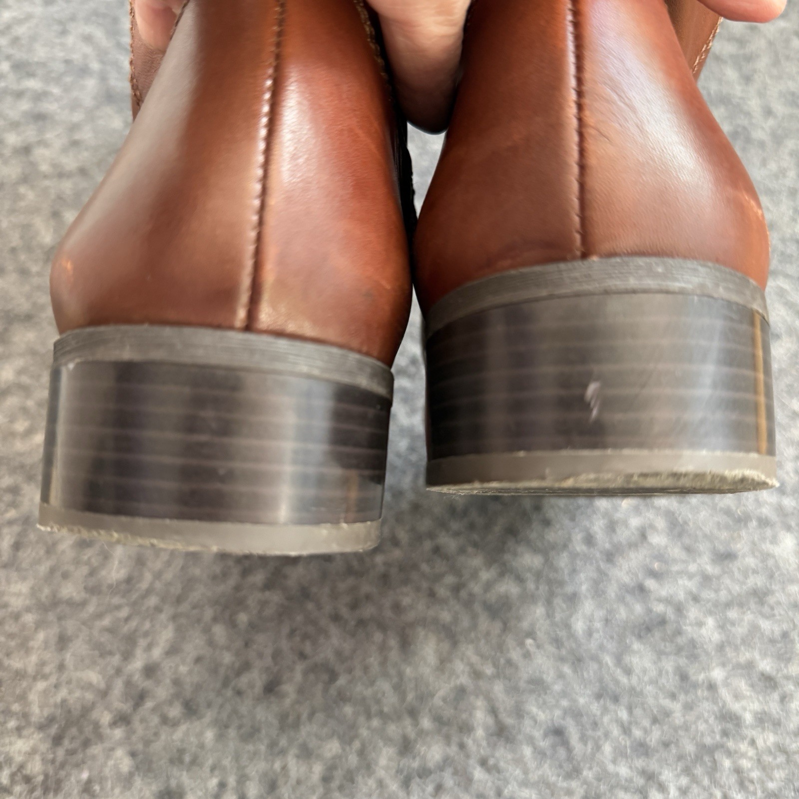 I.N.C. International Concepts Fawne Leather Tall Riding Boots Cognac Brown Sz 11