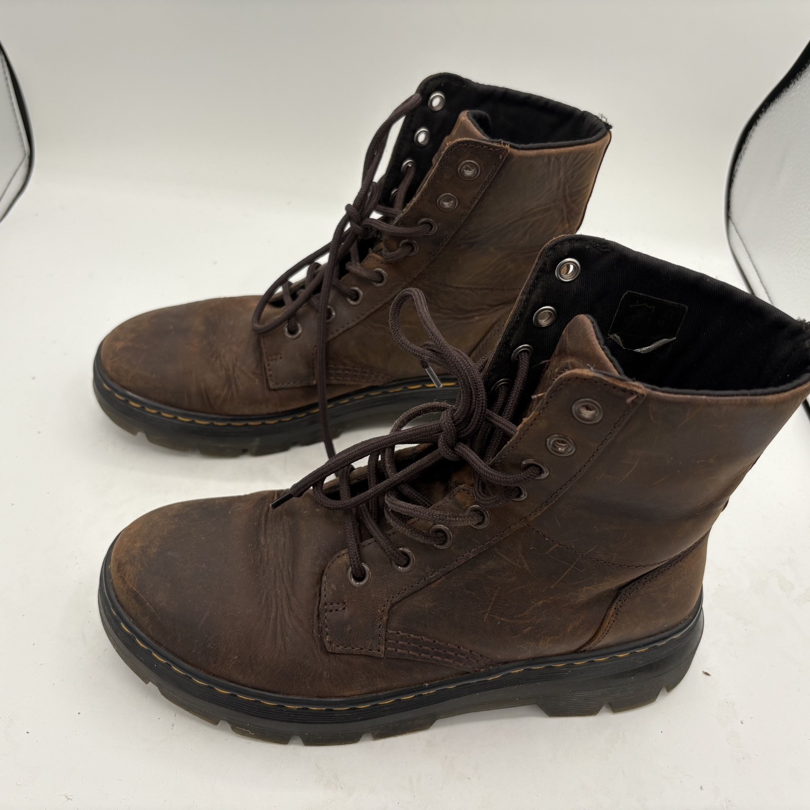 Dr. Martens Combs Crazy Horse Leather Casual Boots in Brown Unisex M7/ W8 LA004