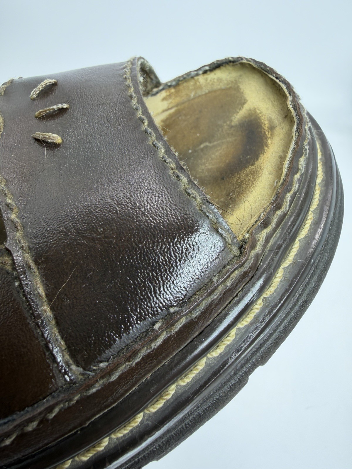 VTG 90’s Lower East Side Brown Center Ring Chunky Sandals Flower Cut Woman’s 9.5