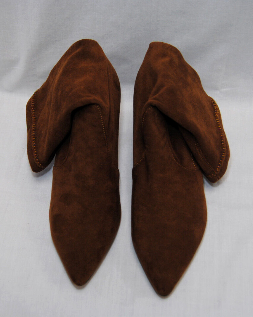 Divanne Womens Ankle Boots Pointed Toe Mid Calf Stretchy Suede Kitten Heel T2363