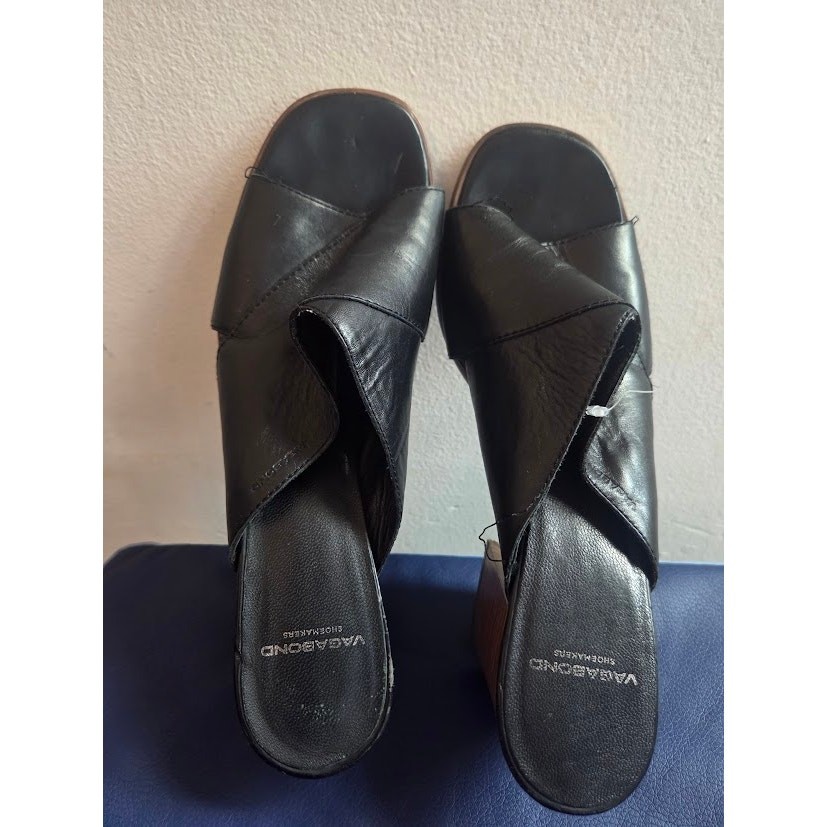 Vagabond Women «Piper» Black 100% Leather 3″ Inch Mule Shoes size EU 40/US 9