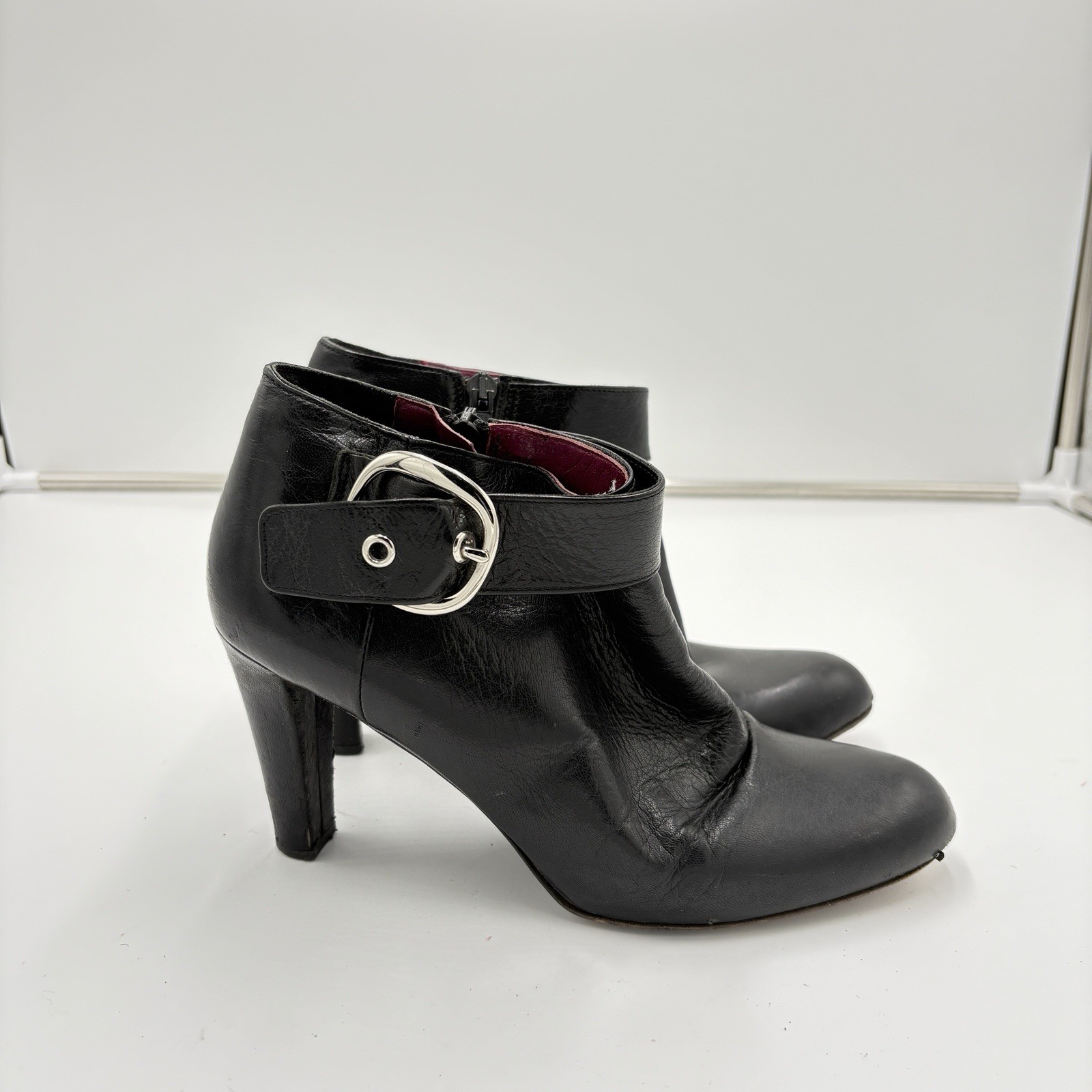 Coach Nicolete Vtg Black Leather Boot Bootie Whimsigoth Moto Buckle Women’s 8.5
