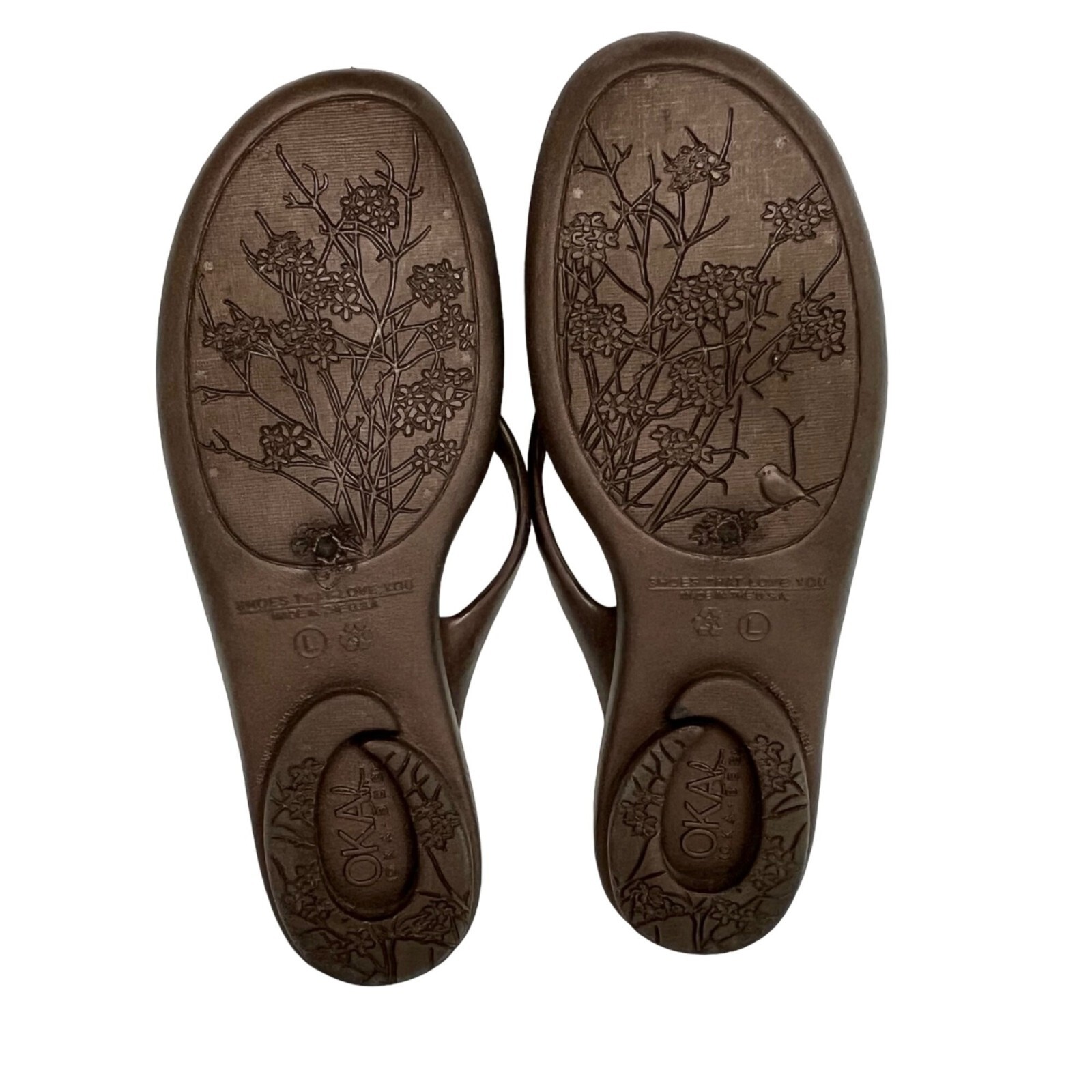 Okabee Oka B USA Brown Gem Sandal Flip Flop Size L (9-10)