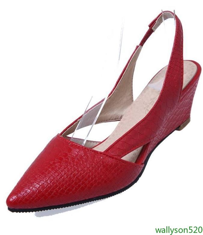 Women’s Snake Print Wedge Sandals Pointed Toe Slingback Dress Shoes SZ 5-10.5